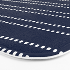 Zoe Painted Dot Striped Pattern in Nautical Navy Blue and White Bath Mat Gallery Image 3