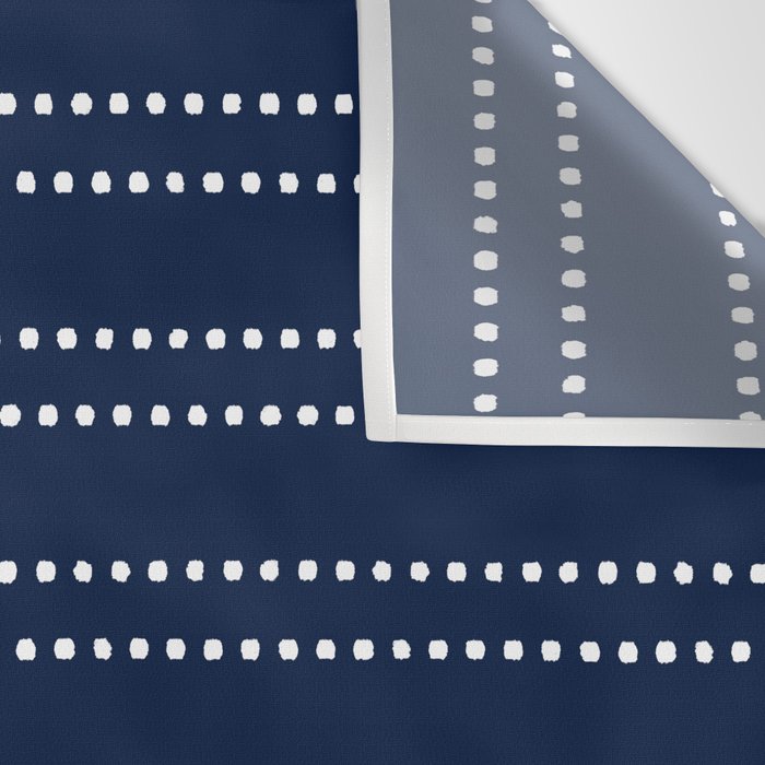 Zoe Painted Dot Striped Pattern in Nautical Navy Blue and White Wall Tapestry Gallery Image 3