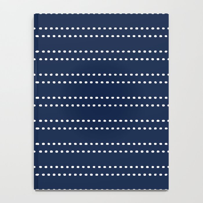 Zoe Painted Dot Striped Pattern in Nautical Navy Blue and White Notebook Gallery Image 4