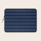 Zoe Painted Dot Striped Pattern in Nautical Navy Blue and White Laptop Sleeve Gallery Image 1