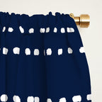Zoe Painted Dot Striped Pattern in Nautical Navy Blue and White Window Curtain Gallery Image 2