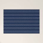 Zoe Painted Dot Striped Pattern in Nautical Navy Blue and White Welcome Mat Gallery Image 1