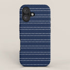 Zoe Painted Dot Striped Pattern in Nautical Navy Blue and White iPhone Case Gallery Image 1