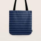 Zoe Painted Dot Striped Pattern in Nautical Navy Blue and White Tote Bag Gallery Image 1