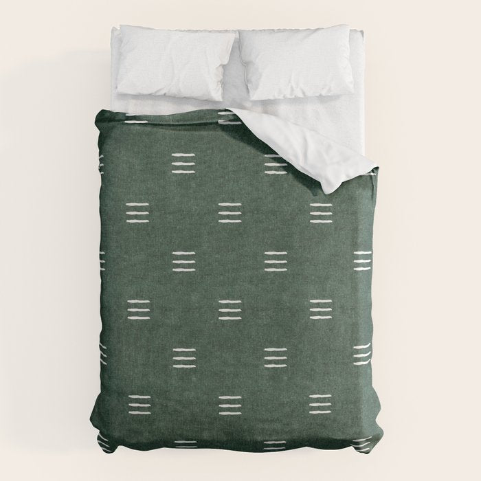 triple dash - green Duvet Cover Gallery Image 1