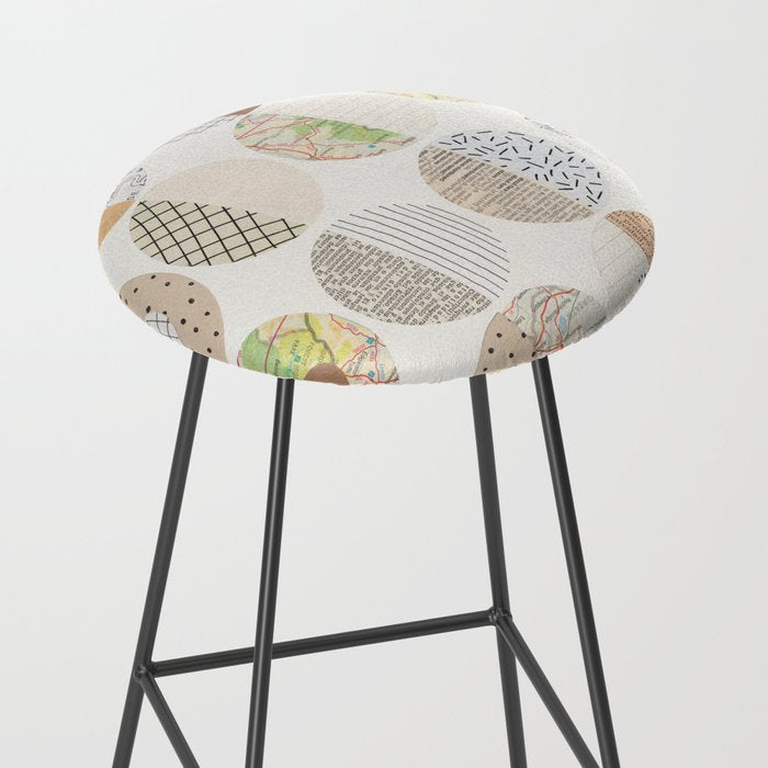 Patterned Circles: Maps & Kraft Paper Stool Gallery Image 2