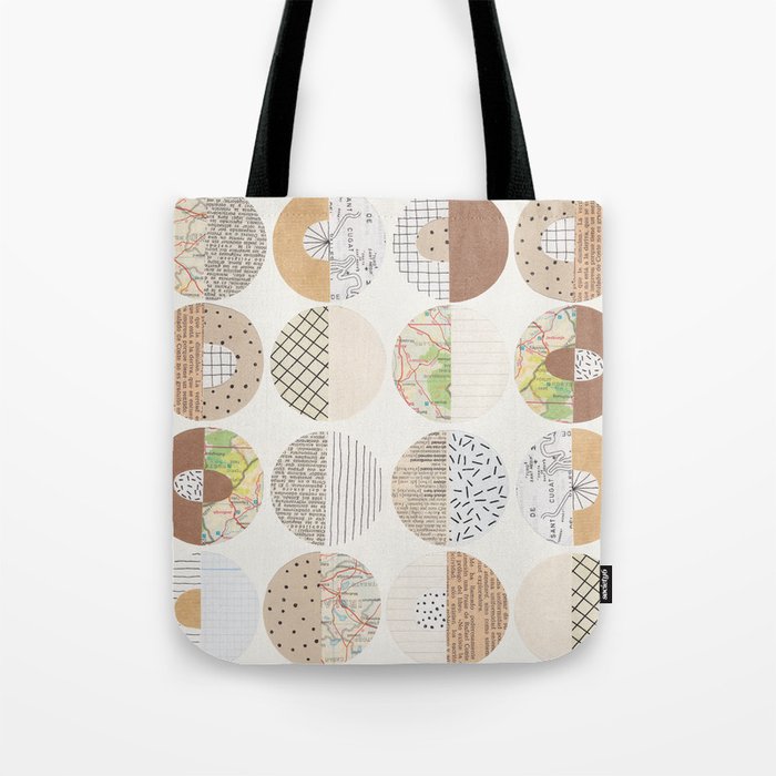 Patterned Circles: Maps & Kraft Paper Tote Bag Gallery Image 1