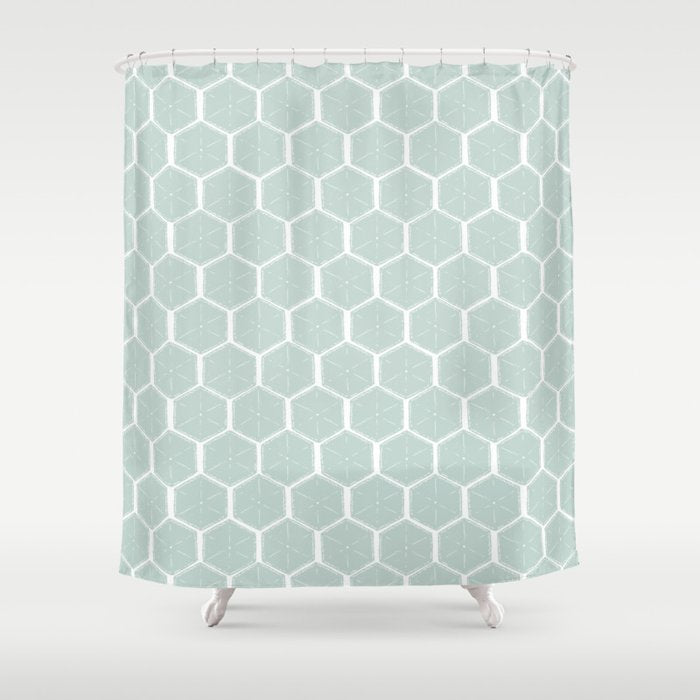 Beach Umbrellas . Soft Aqua Shower Curtain Gallery Image 1
