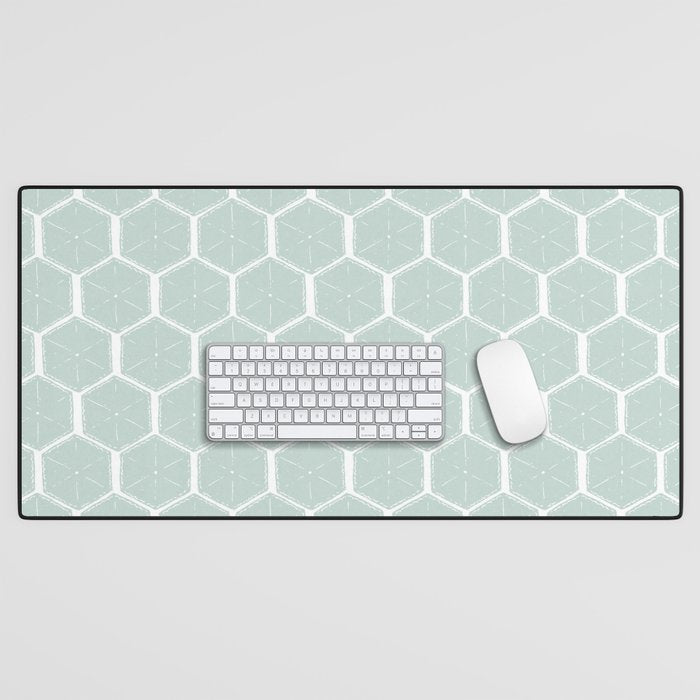 Beach Umbrellas . Soft Aqua Desk Mat Gallery Image 1