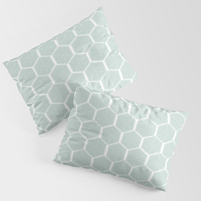 Beach Umbrellas . Soft Aqua Pillow Sham Gallery Image 1