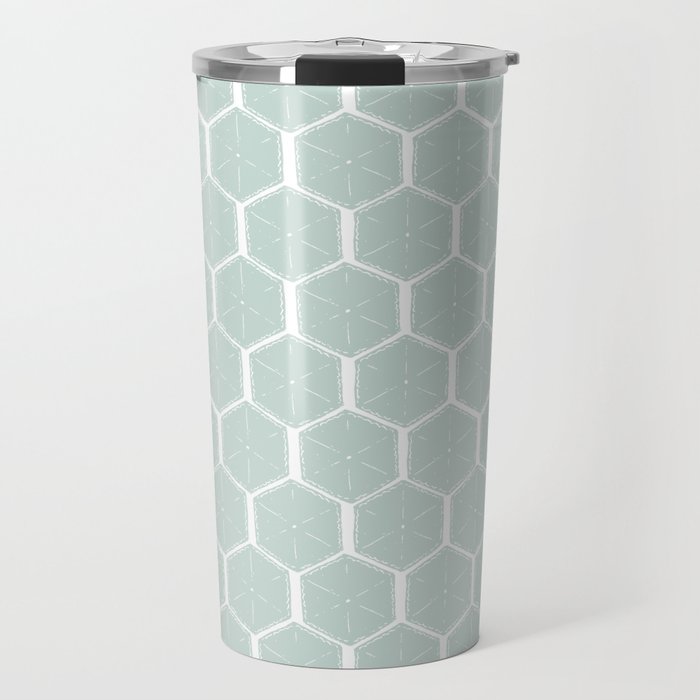 Beach Umbrellas . Soft Aqua Travel Mug Gallery Image 1