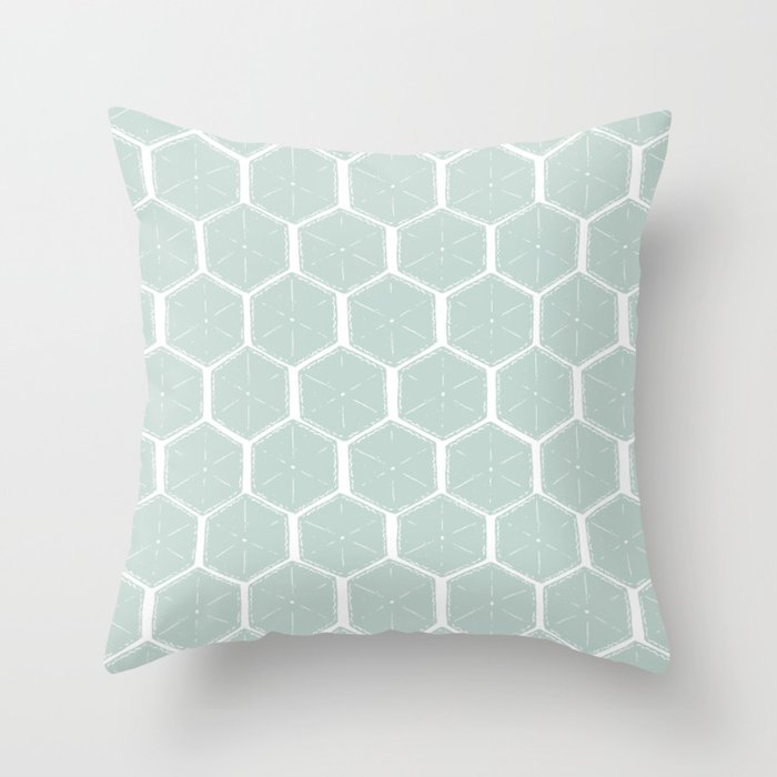 Beach Umbrellas . Soft Aqua Throw Pillow Gallery Image 6