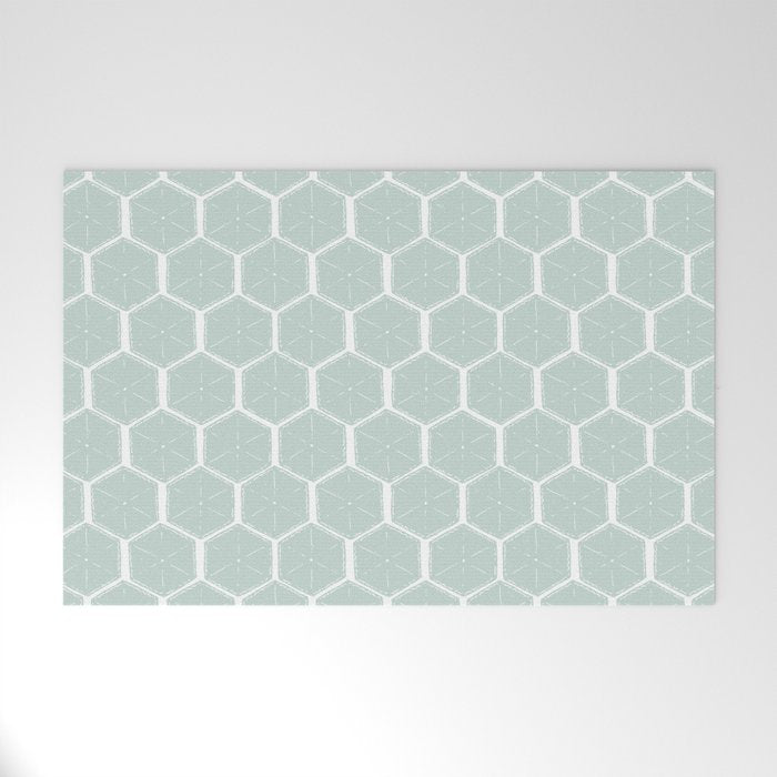 Beach Umbrellas . Soft Aqua Welcome Mat Gallery Image 1