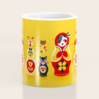 Russian Nesting Dolls - Yellow & Red Coffee Mug Gallery Image 4