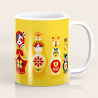 Russian Nesting Dolls - Yellow & Red Coffee Mug Gallery Image 1