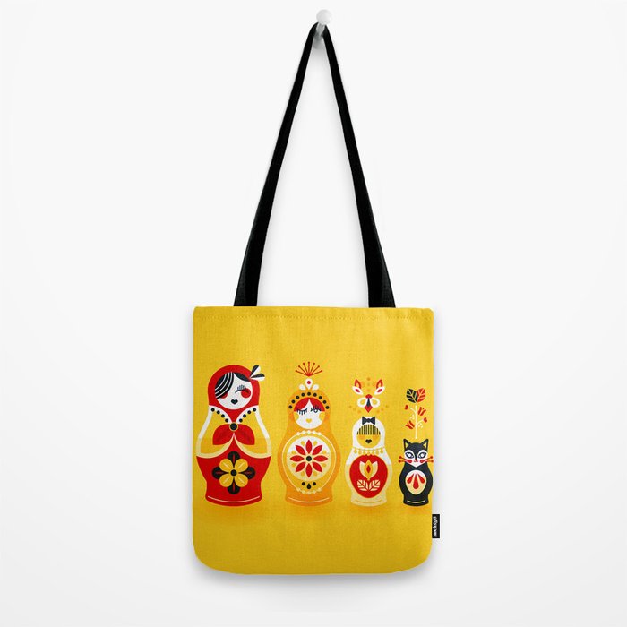 Russian Nesting Dolls - Yellow & Red Tote Bag Gallery Image 2