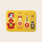 Russian Nesting Dolls - Yellow & Red Bath Mat Gallery Image 1