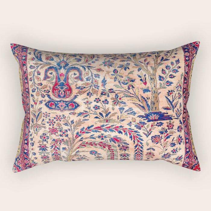 Silk Kashan Central Persian Rug Print Rectangular Pillow Gallery Image 2