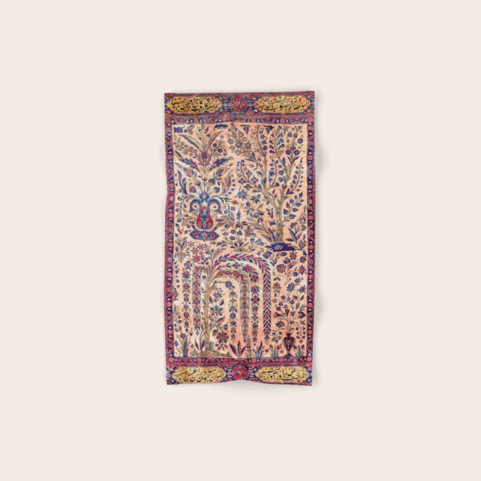 Silk Kashan Central Persian Rug Print Bath Towel Gallery Image 1