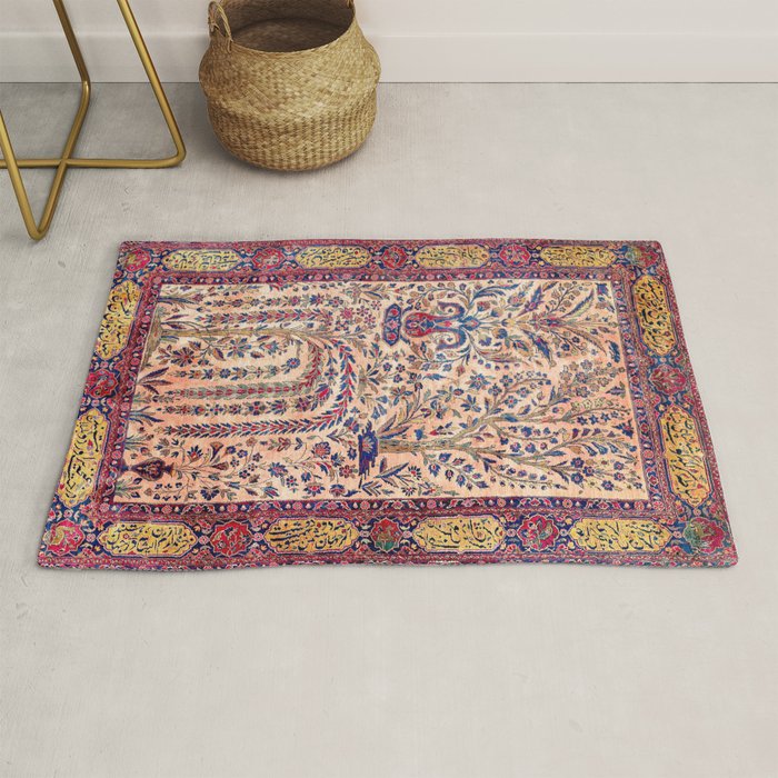 Silk Kashan Central Persian Rug Print Rug Gallery Image 1