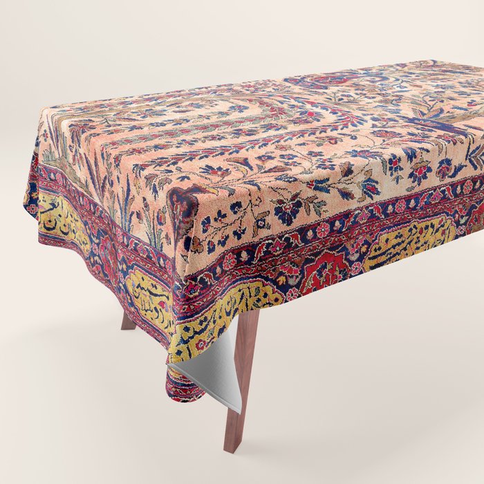 Silk Kashan Central Persian Rug Print Tablecloth Gallery Image 1