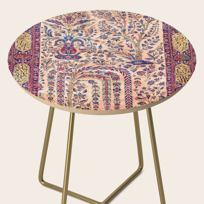 Silk Kashan Central Persian Rug Print Side Table Gallery Image 2