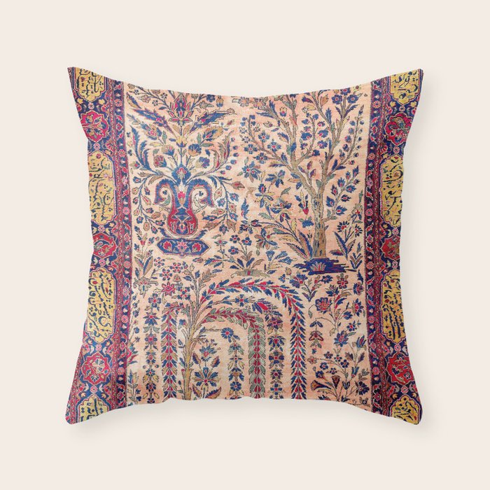 Silk Kashan Central Persian Rug Print Throw Pillow Gallery Image 6