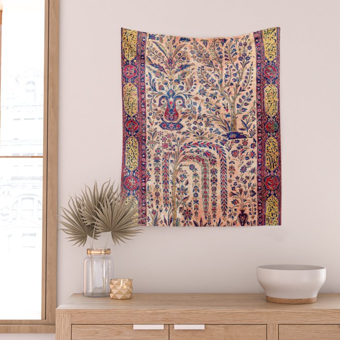 Silk Kashan Central Persian Rug Print Wall Tapestry Gallery Image 2