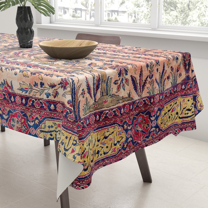 Silk Kashan Central Persian Rug Print Tablecloth Gallery Image 3