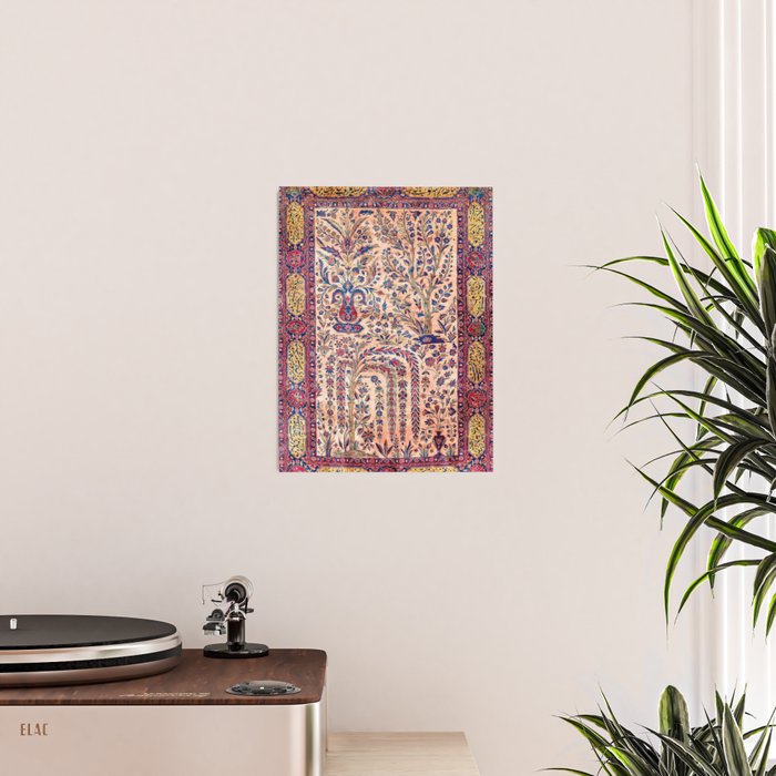 Silk Kashan Central Persian Rug Print Poster Gallery Image 2