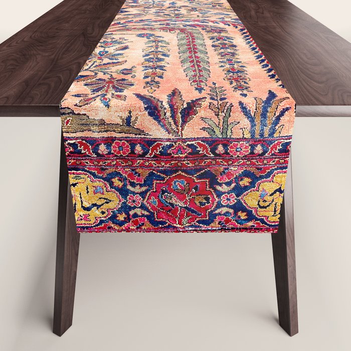 Silk Kashan Central Persian Rug Print Table Runner Gallery Image 1