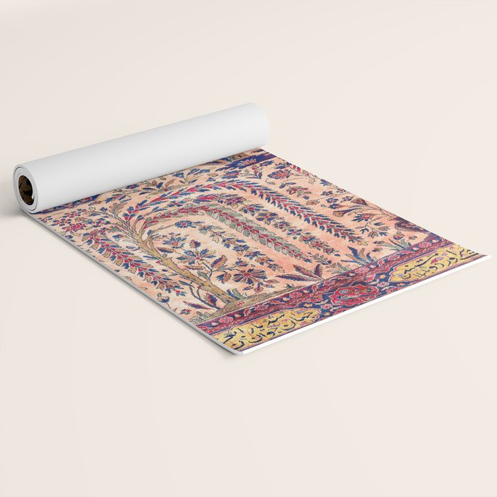 Silk Kashan Central Persian Rug Print Yoga Mat Gallery Image 2