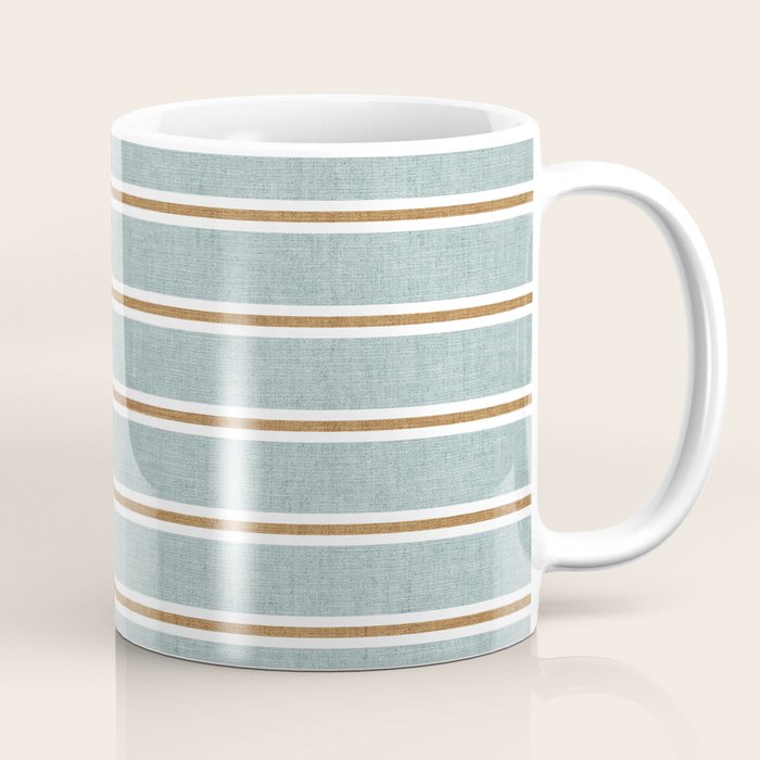 Cadence Stripes - dusty blue and rust Coffee Mug Gallery Image 1