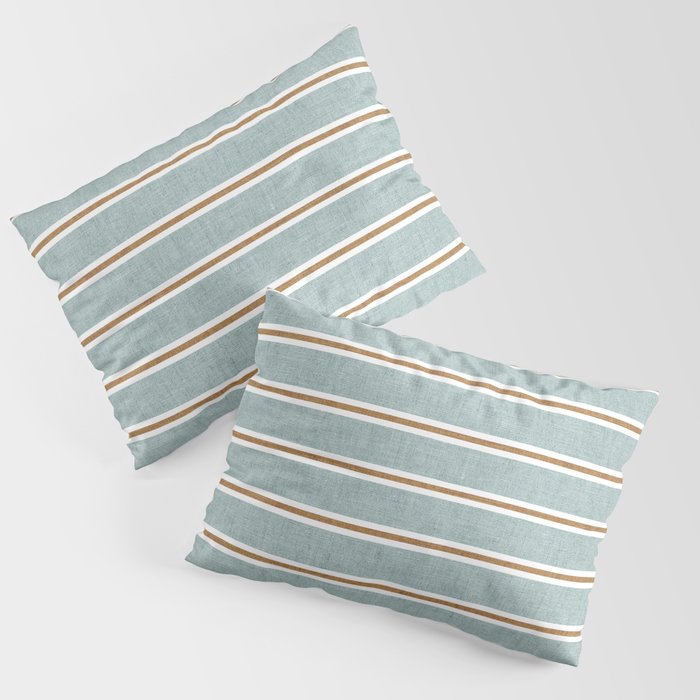 Cadence Stripes - dusty blue and rust Pillow Sham Gallery Image 3