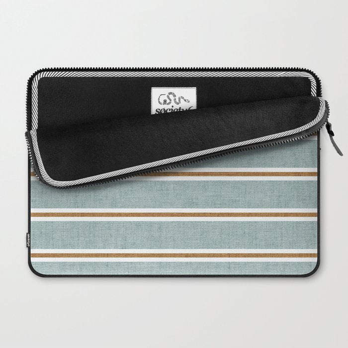 Cadence Stripes - dusty blue and rust Laptop Sleeve Gallery Image 2