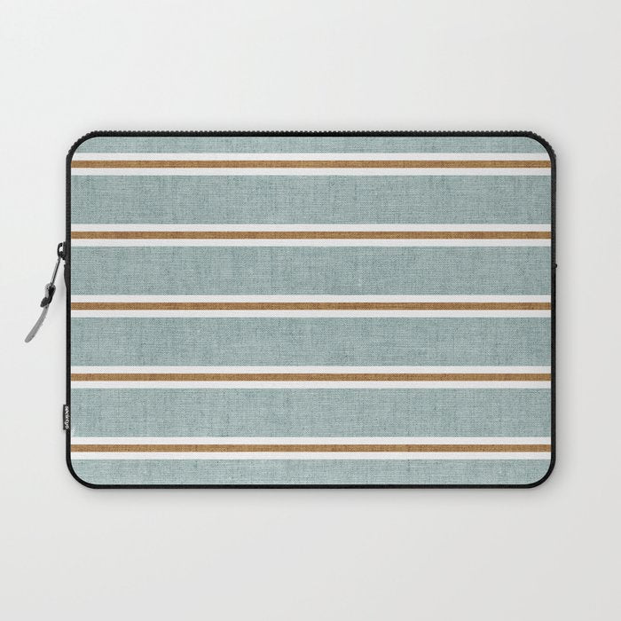 Cadence Stripes - dusty blue and rust Laptop Sleeve Gallery Image 1