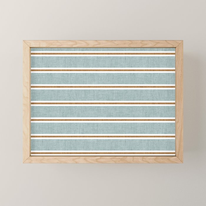 Cadence Stripes - dusty blue and rust Mini Art Print Gallery Image 1
