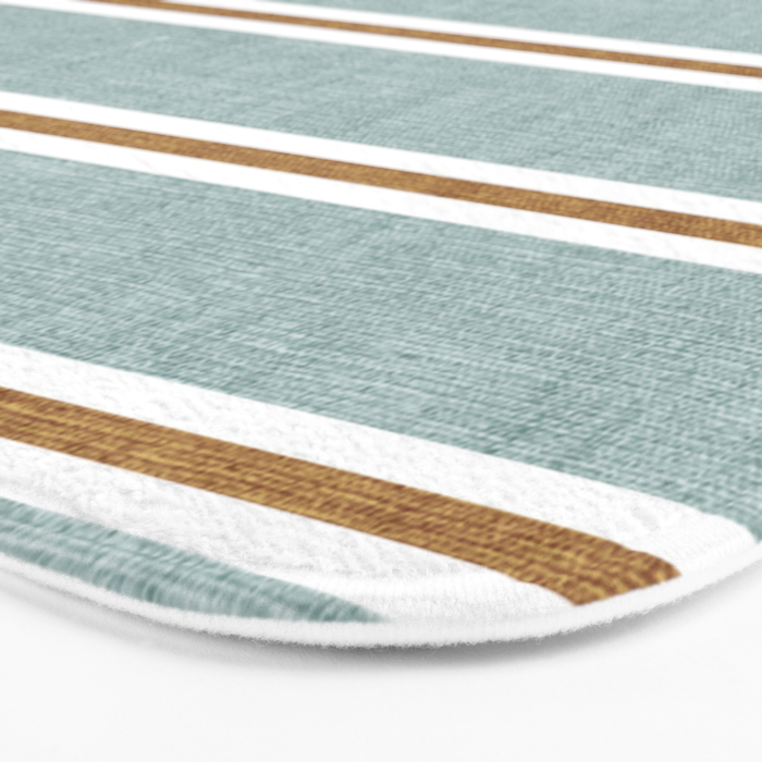 Cadence Stripes - dusty blue and rust Bath Mat Gallery Image 3