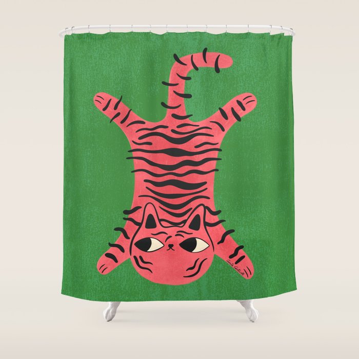 Silly Cat Rug Shower Curtain Gallery Image 1