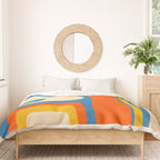 Mid Century Modern Copacetic Abstract Retro Orange Mustard Yellow Blue Duvet Cover Gallery Image 3