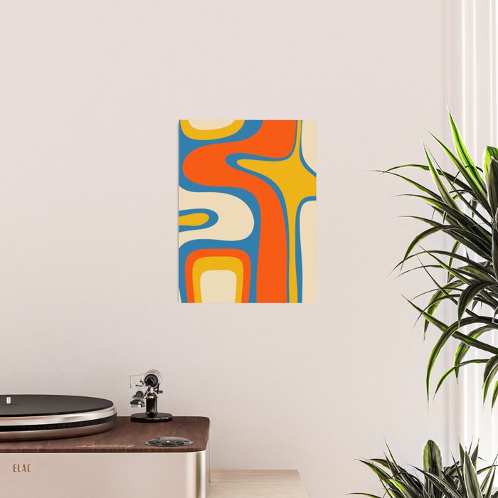 Mid Century Modern Copacetic Abstract Retro Orange Mustard Yellow Blue Poster Gallery Image 2