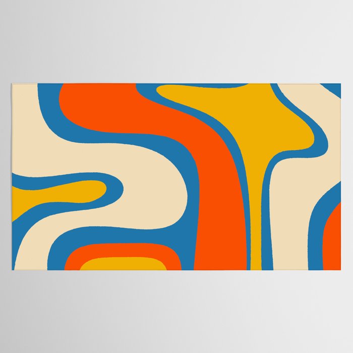 Mid Century Modern Copacetic Abstract Retro Orange Mustard Yellow Blue Tablecloth Gallery Image 2