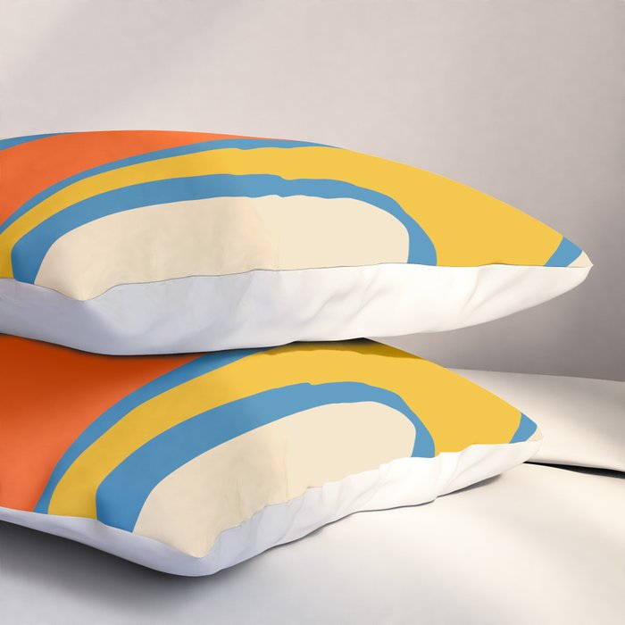 Mid Century Modern Copacetic Abstract Retro Orange Mustard Yellow Blue Pillow Sham Gallery Image 3