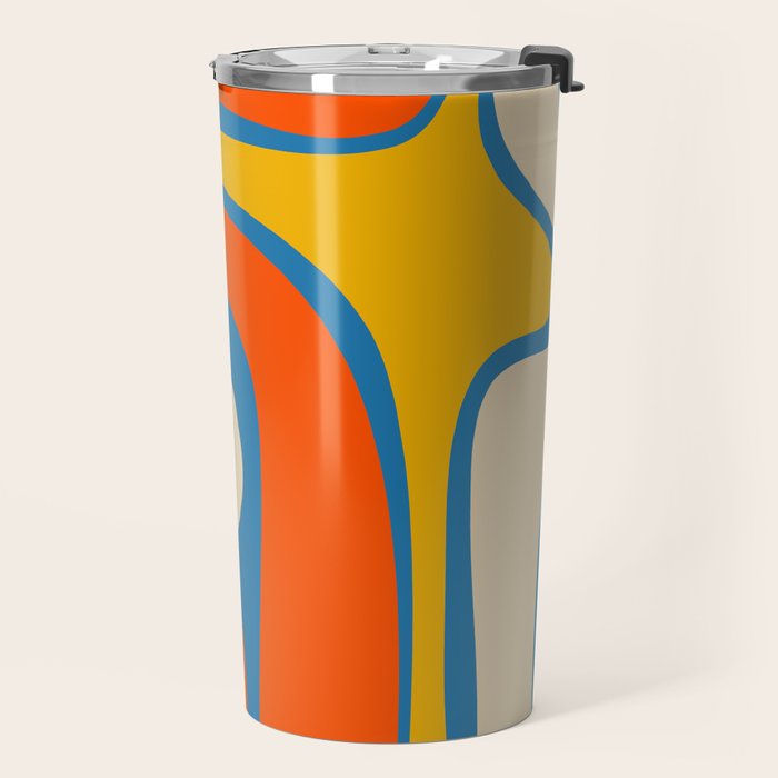 Mid Century Modern Copacetic Abstract Retro Orange Mustard Yellow Blue Travel Mug Gallery Image 2