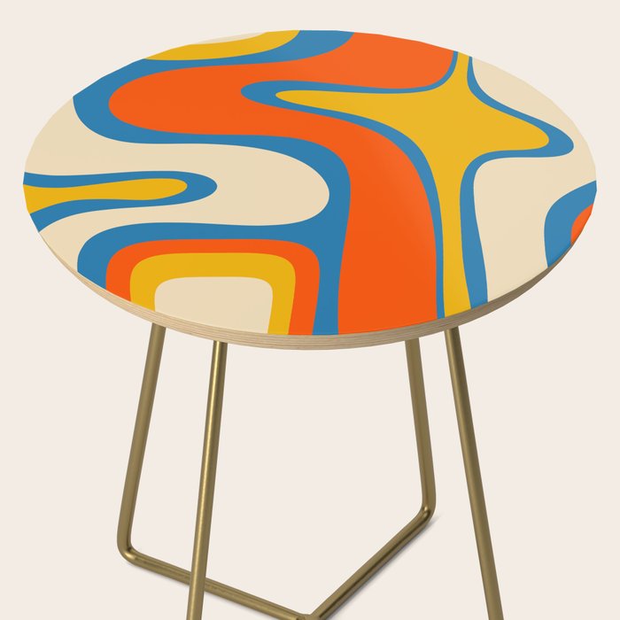Mid Century Modern Copacetic Abstract Retro Orange Mustard Yellow Blue Side Table Gallery Image 2