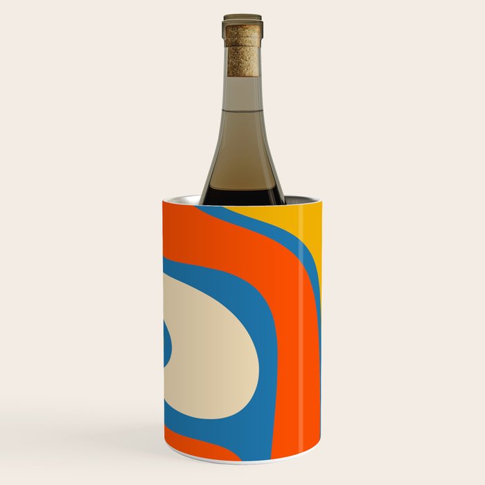 Mid Century Modern Copacetic Abstract Retro Orange Mustard Yellow Blue Wine Chiller Gallery Image 1