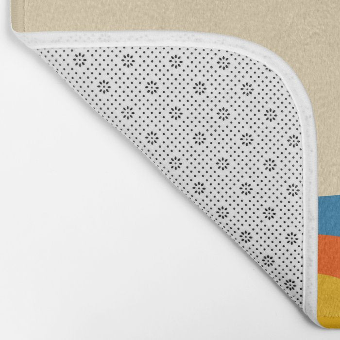 Mid Century Modern Copacetic Abstract Retro Orange Mustard Yellow Blue Bath Mat Gallery Image 2