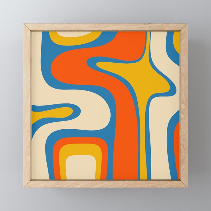 Mid Century Modern Copacetic Abstract Retro Orange Mustard Yellow Blue Mini Art Print Gallery Image 1