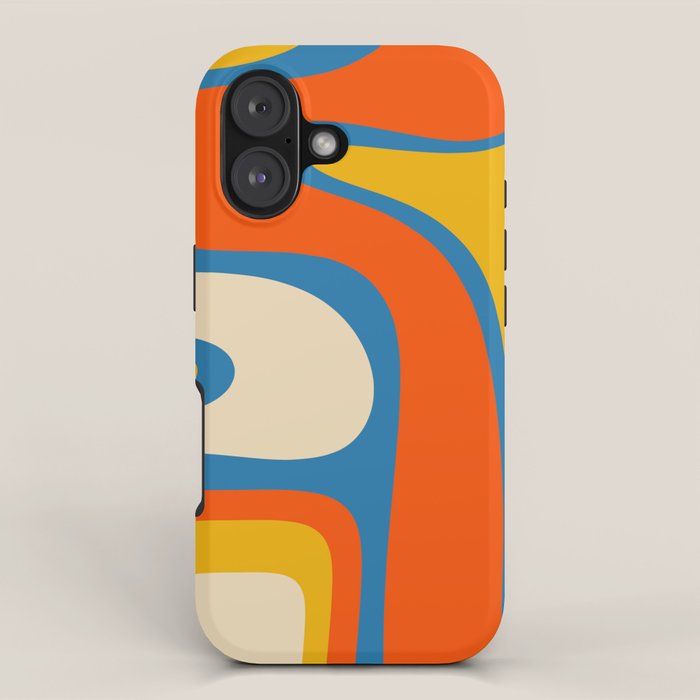 Mid Century Modern Copacetic Abstract Retro Orange Mustard Yellow Blue iPhone Case Gallery Image 1