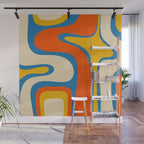Mid Century Modern Copacetic Abstract Retro Orange Mustard Yellow Blue Wall Mural Gallery Image 1